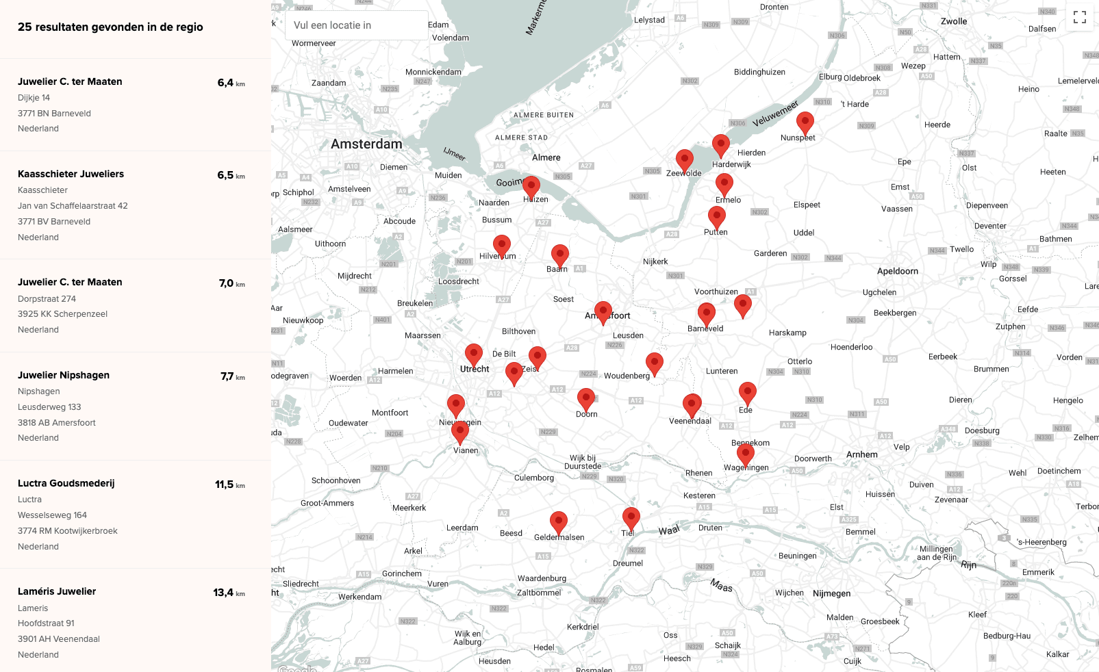 Verkooppunten dealerkaart